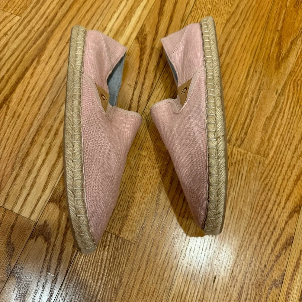 Olukai Kaula Pa’a Kapa Pink Linen Espadrille Shoe 9